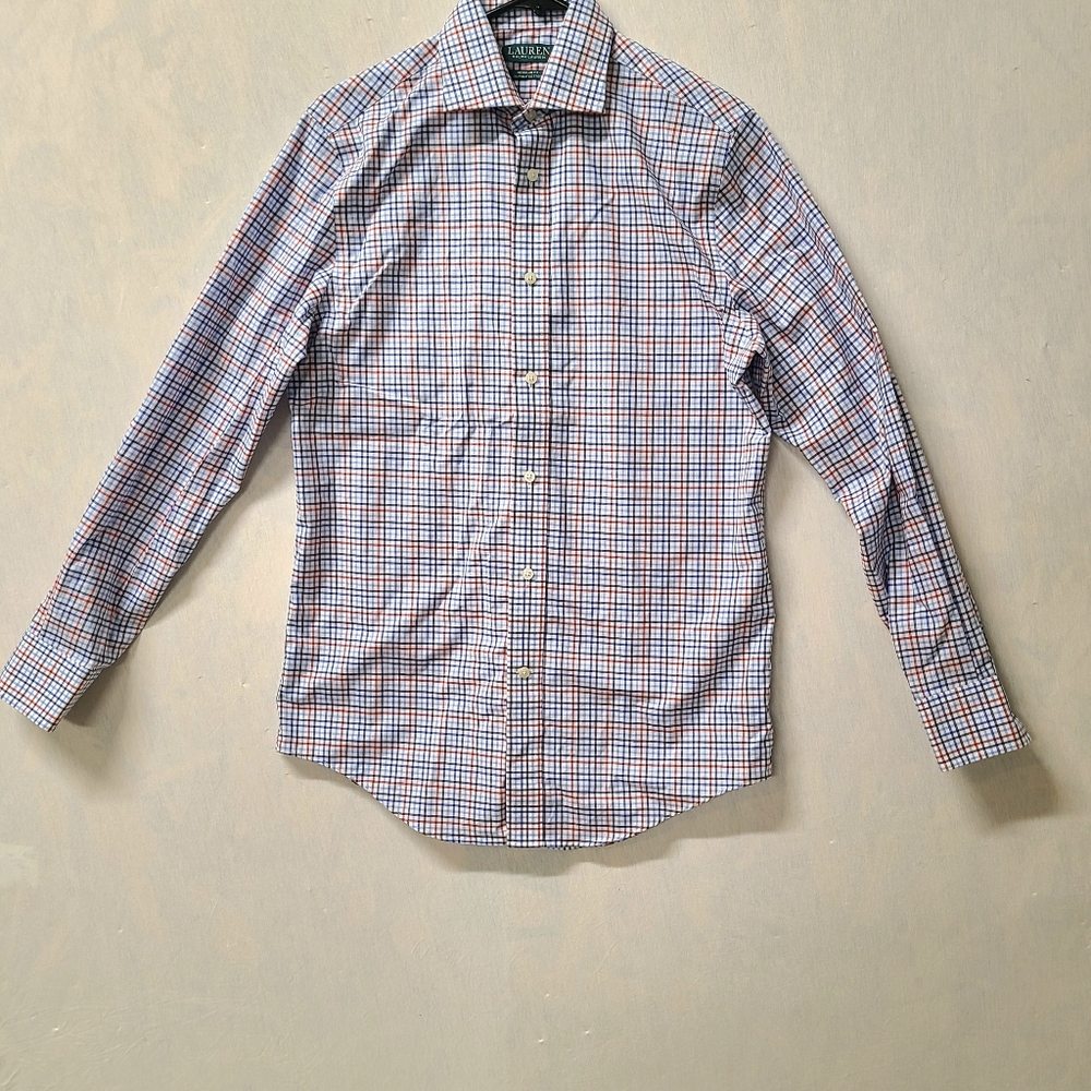 Ralph Lauren Mens Small 32/33 Plaid Button Down Shirt Long Sleeve Cotton